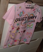 T-shirt róż  _Motyle Serca _cekiny cyrkonie r. S/M/L