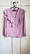 Bluzka damska liliowa w grochy z falbanami Greenpoint 38/M