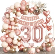 Dekoracja na 30. urodziny - balony, baner urodzinowy, topper