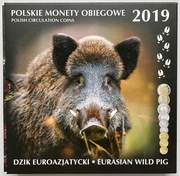 Zestaw monet obiegowych Dzik 2019 nakład 500szt