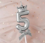 Świeczka cyferka 5 z koroną na tort urodzinowa