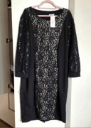 Nowa elegancka sukienka mała czarna cekiny 48 50 4xl 5xl