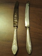 Dwa stare posrebrzane noże