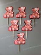 Zestaw 6 pikerów tort-babeczki-muffiny. Miś 61