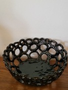 Duża patera ażurowa CZARNA 25cm misa ceramiczna 
