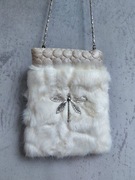 Mała torebka, saszetka, futerko, ważka 