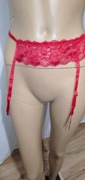TU czerwony koronkowy pas do pończoch 
