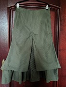 Oliwkowa spódnica midi z falbanką i marszczeniami Etam 38