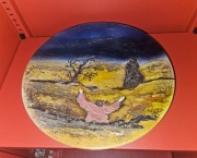 Talerz ścienny Jezus w Ogrójcu 30 cm Ceramika relief1994 rok Stan dobry+