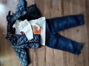 Komplet 3częściowy kurtka,jeansy oraz bluzka z długim rękawem rozmiar 80