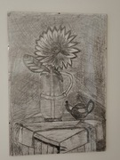 Rysunek ołówkiem - Martwa natura, sygnowany, certyfikat