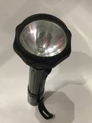 Latarka metalowa czarna, vintage, PRL, długość - 31cm