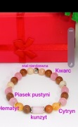 BRANSOLETKA KAMIEŃ CYTRYN KUNZYT PIASEK PUSTYNI HEMATYT SZER.15.5 WYMIAR 
