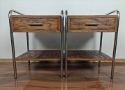 Szafki nocne stolik Chrom Dąb Ciemny Brąz Art Deco Bauhaus