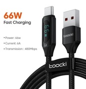 Kabel USB do USB-C Toocki, 1m, 66W (czarny)