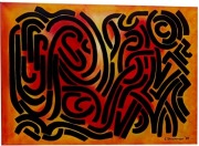 Obraz olejny "Dwa końce" płótno, abstrakcja