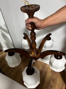 lampa wisząca drewniana pięć kloszy