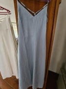 Lniana sukienka maxi 100% len błękitna vintage minimalistyczna