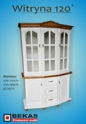 Stylowa Biała Witryna 120` z Dębowym Blatem BEKAS Producent Mebli 