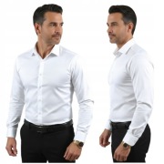 Biała Koszula Męska SLIM FIT Elegancka Wizytowa Do Garnituru _ L 41/42 