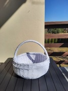 Duży kosz z wikliny, Biały koszyk na święconkę, Koszyk, Wielkanoc