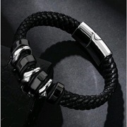 Bransoletka męska pleciona z zawijanym dekorem 