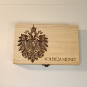 DREWNIANE PUDEŁKO NA MONETY  Austro-Węgry  (na 20 monet)