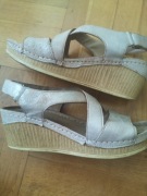 Buty sandały koturny skóra naturalna Lasocki 38 beżowe 