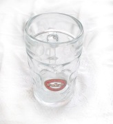 vintage kufel szklany, duży kufel ze szkła, kufel do piwa faxe, retro kufel