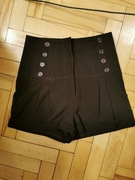 Szorty, retro, z wysokim stanem, brązowe S