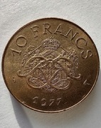 MONAKO 10 Francs 1977 okołoMENNICZA