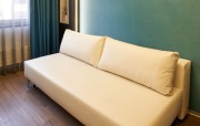 Sofa Innovation Living - Biała Eco skóra rozkładana z funkcją spania