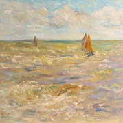 Olej/płótno 30x30. Inspiracja Eugène Boudin.