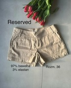 Beżowe szorty marki Reserved- lekkie i stylowe na lato - Rozm. 36