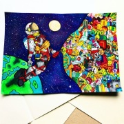 Astronauta w kosmosie (doodles)