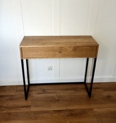 Dębowa konsola loft z szufladą, lity dąb 