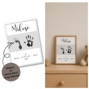 Personalizowana Metryczka DIY – Miejsce na Odcisk Dłoni i Stopy z ramką!