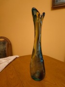 Wazon szklany kolorowy z okresu PRL