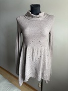 High Use sweterkowa sukienka tunika beżowa piękna golf S M