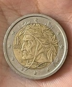 Rzadka włoska moneta 2 euro z 2002 roku z wizerunkiem Dantego