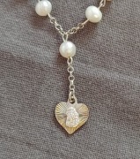 Srebrny różaniec z perłami naturalnymi