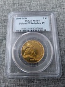 2 zł złote 1999 r Okolicznościowe Władysław IV Waza PCGS MS 64
