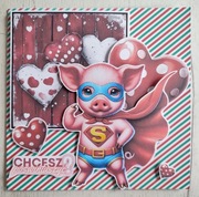 Kartka okolicznościowa na Walentynki Walentynka świnka r 