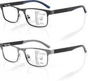 Amorays 2 szt. progresywnych okularów  wielopunktowych męskie metalowe +3