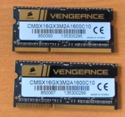 Corsair Vengeance, SODIMM, DDR3, 16 GB, 1600 MHz (CMSX16GX3M2A1600C10)
