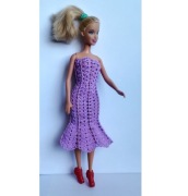 Szydełkowa sukienka, ubranko dla lalki Barbie.