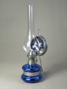 Polska szklana lampa naftowa z lustrem kinkiet