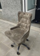 Krzesło Fotel Biurowy Pikowany Vintage - Obrotowy na Kółkach - Chesterfield