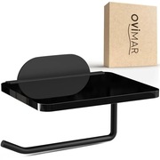 Ovimar Uchwyt na papier toaletowy Remoya Szklana półka Bez wiercenia Czarny