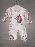 Pajacyk niemowlęcy r. 56 biały w różowe kwiatuszki